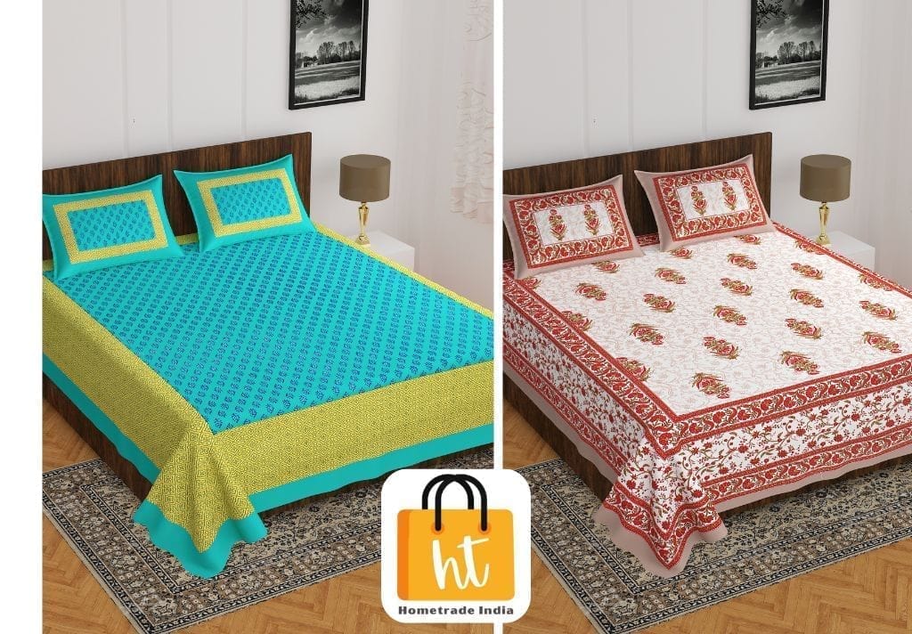 2201-Hometrade India- Standard Double Size (90*100 in )-Combo Double Bedsheet