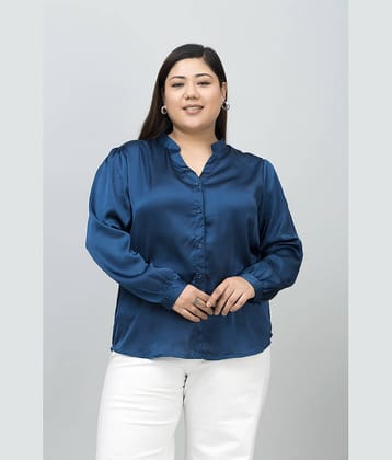 Purys Navy Blue Satin Women's Shirt Style Top ( Pack of 1 )
