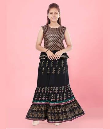 Aarika Cotton Lehenga Choli Set For Girls ( Pack of 1 , Black )