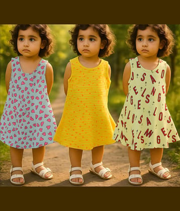 Clothe Funn Cotton Frock For Girls ( Pack of 1 , Multicolor )