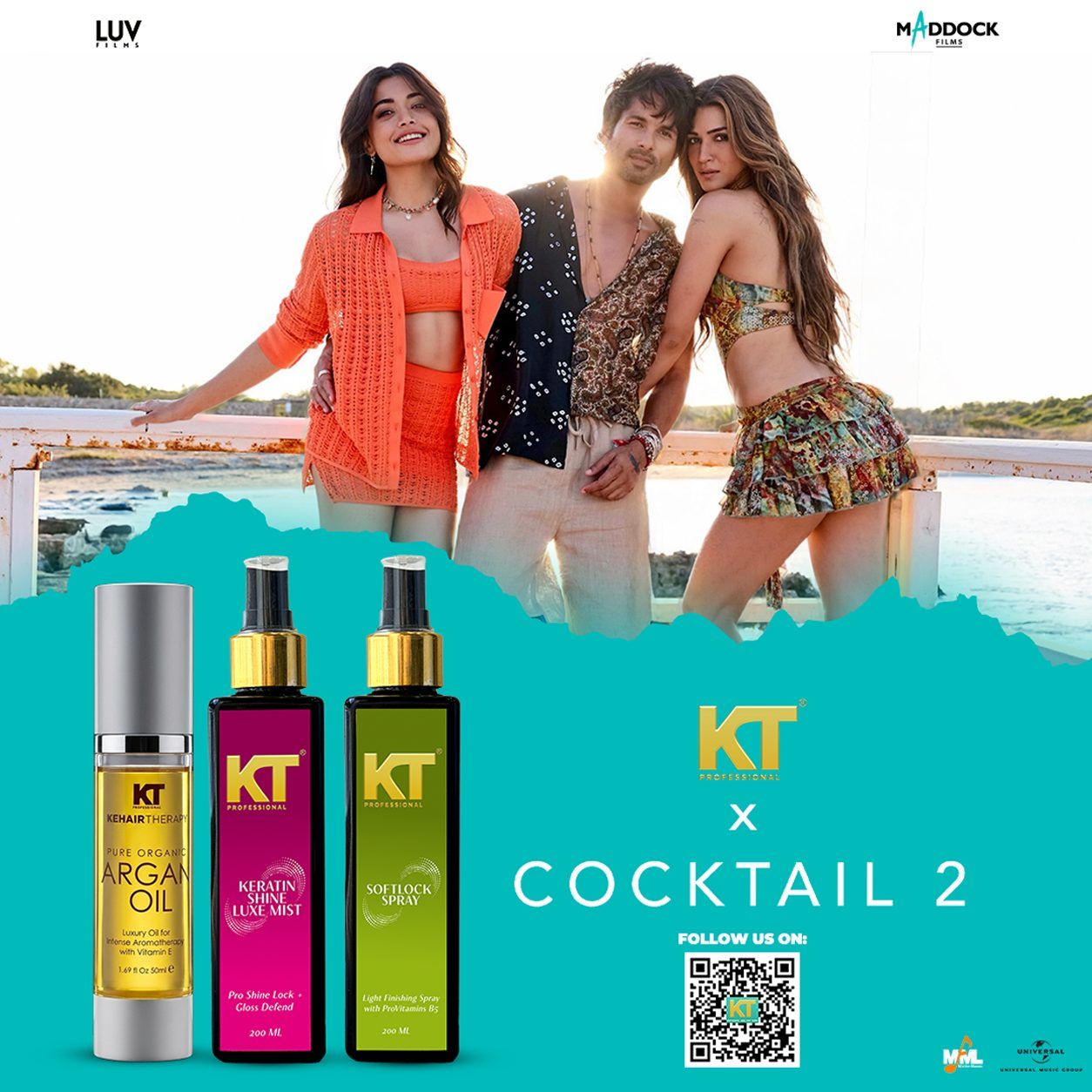 KT Professional Cocktail 2 Hair Care Kit, Keratin & Argan Oil Combo - 500ml