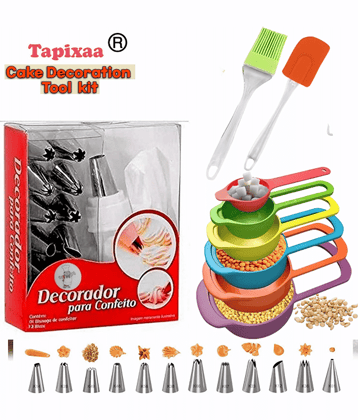 Tapixaa Multicolor Stainless Steel Cake Decor, Silicone Spatula Brush, Measuring Cup ( Set of 1 )