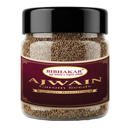 Whole Ajwain Seeds (Carom) 250g - Sourced from Rajasthan, India - Natural, Sortex Cleaned in Airtight PET Jar | Bibhakar Spices - 250 gm - One jar of seeds