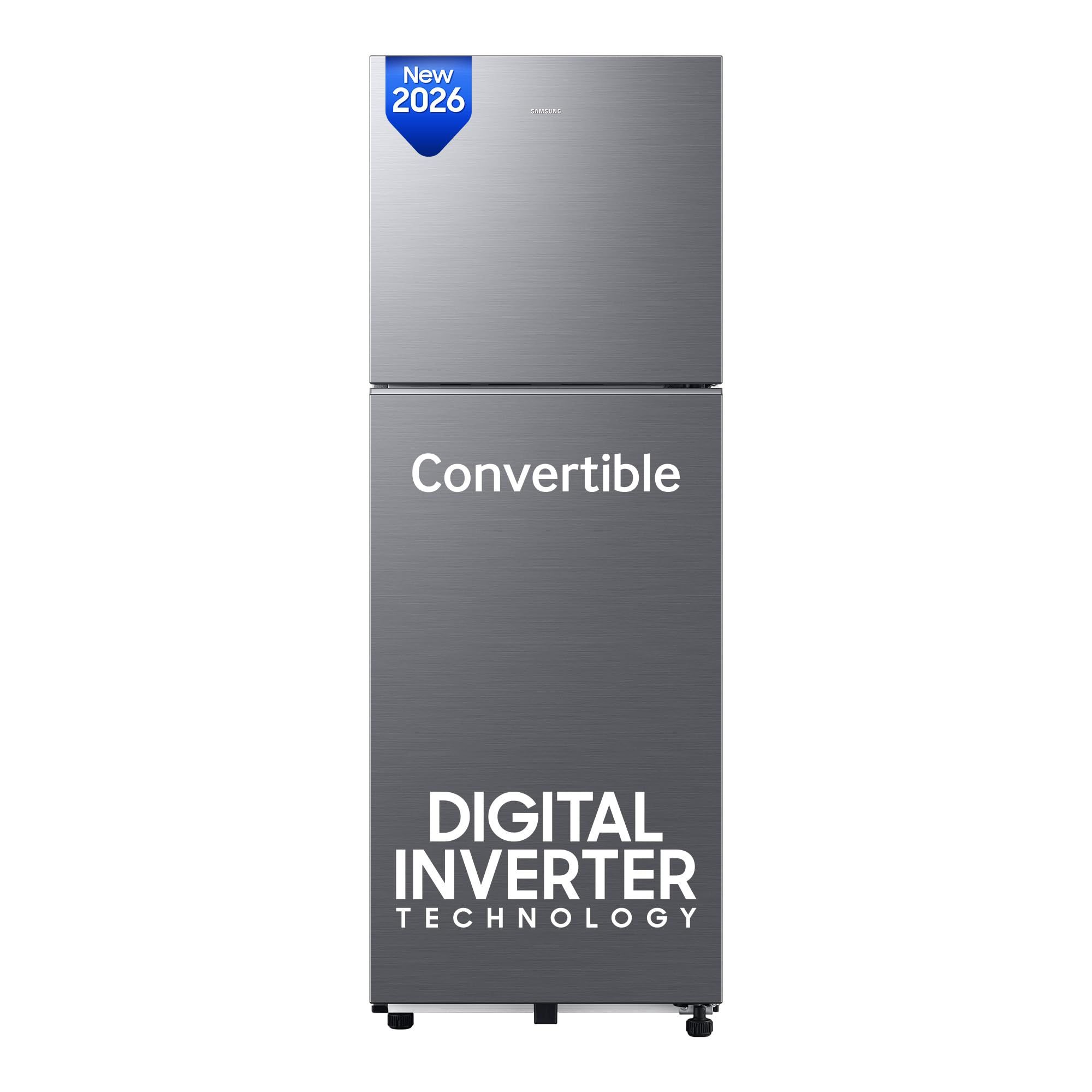 Samsung 256 L, 3 Star, Convertible, Digital Inverter Frost Free Double Door Refrigerator (RT40H30U3THL, Silver, Refined Inox, 2026 Model) Samsung 256 L, 3 Star, Convertible, Digital Inverter Frost Free Double Door Refrigerator (RT40H30U3THL, Silver, Refi