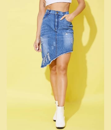 StyleStone - Blue Denim Women's Straight Skirt ( Pack of 1 )