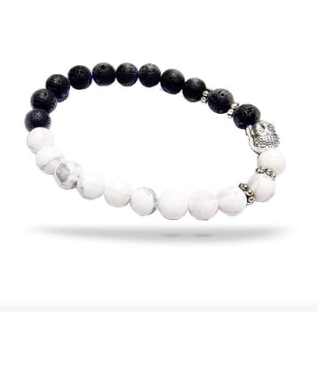 RUDRA DIVINE Collection Howlite Lava Stone Reiki Yoga Meditation Healing Buddha Diffuser Bracelet for Men & Women