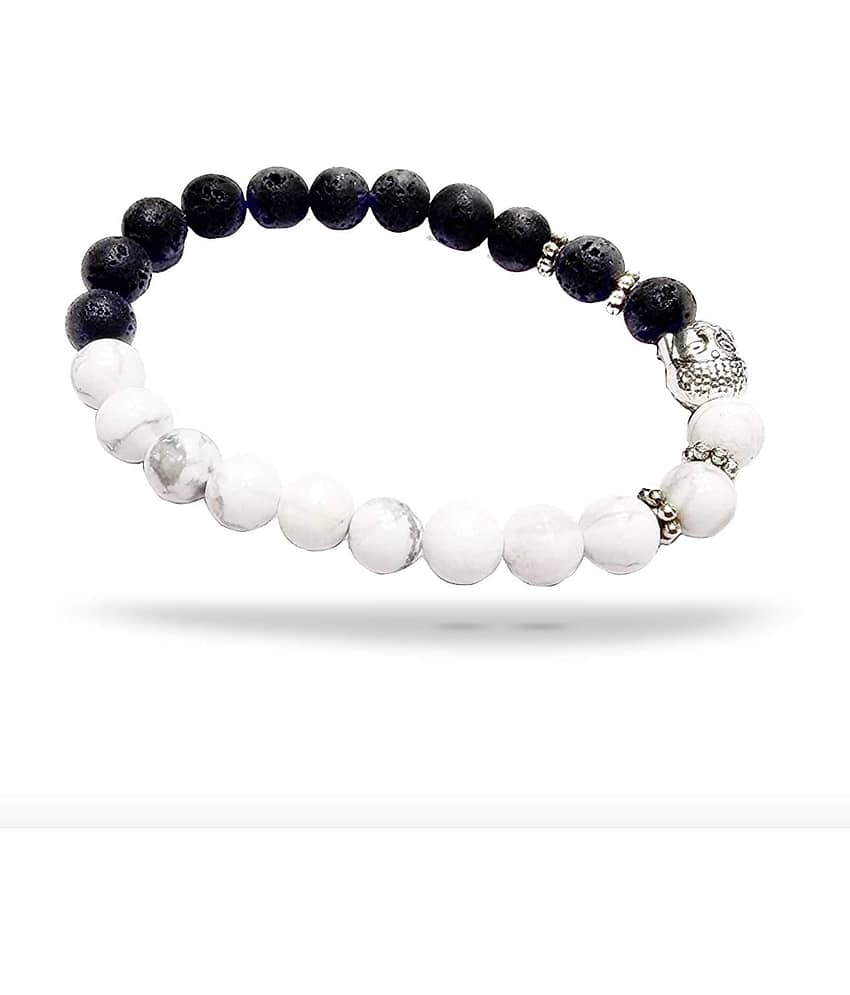 RUDRA DIVINE Collection Howlite Lava Stone Reiki Yoga Meditation Healing Buddha Diffuser Bracelet for Men & Women