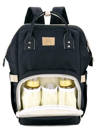 House of Quirk Baby Diaper Bag Maternity Backpack (Black) House of Quirk Baby Diaper Bag Maternity Backpack (Black) - Peach/Grey / L