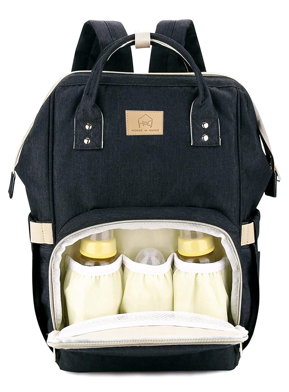 House of Quirk Baby Diaper Bag Maternity Backpack (Black) House of Quirk Baby Diaper Bag Maternity Backpack (Black) - Peach/Grey / L