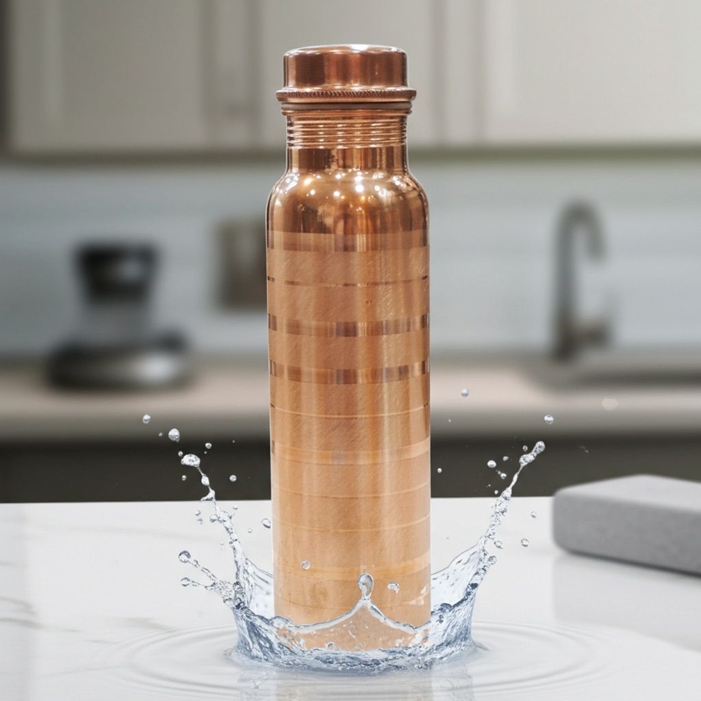 Pure Copper Drinking Bottle | Durable Leakproof Water Bottle , Height : 13 Inch (BCMAS202 F)