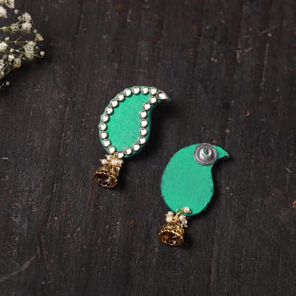 Green - Saanvi Stone Work Fabart Earrings
