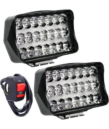 Leavess 21 Led Shilan Fog Light (white) For Car, Bus, Truck, Motorbike (2pcs) + 1 On/Off Switch Fog Lamp Car, Motorbike, Truck LED (12 V, 40 W) (A8, A180, Universal For Car, Pack of 2)