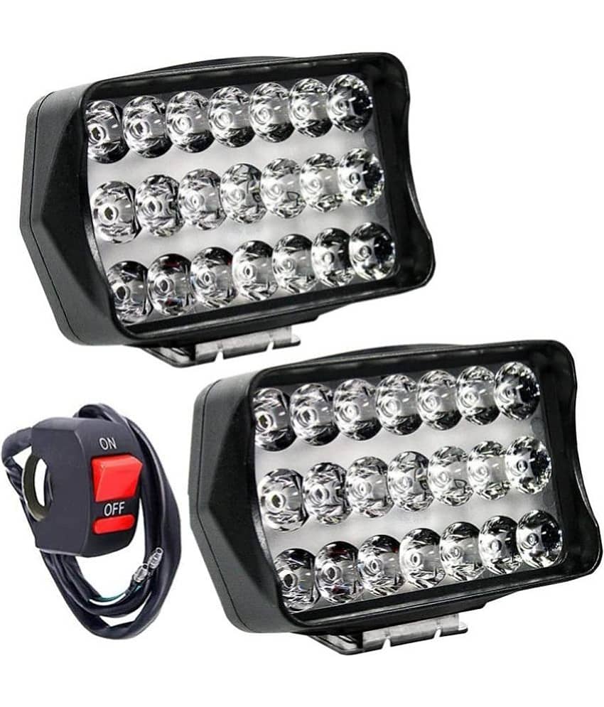 Leavess 21 Led Shilan Fog Light (white) For Car, Bus, Truck, Motorbike (2pcs) + 1 On/Off Switch Fog Lamp Car, Motorbike, Truck LED (12 V, 40 W) (A8, A180, Universal For Car, Pack of 2)