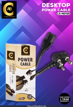 ABC (ANY BODY CAN CONNECT) 1.5M Black 3 Pin Desktop Power Cable with 18 AWG & 700W Heavy Duty Universal Power Cable Replacement for Charger Adapter Power Cord for Desktop / SMPS Power Supply / Monitor / Printer / Electric Kettle / TV / All Gaming Computer ABC (ANY BODY CAN CONNECT) 1.5M Black 3 Pin Desktop Power Cable with 18 AWG & 700W Heavy Duty Universal Power Cable Replacement for Charger Adapter Power Cord for Desktop / SMPS Power Supply / Monitor / Printer / Electric Kettle / TV / All Gaming Computer
