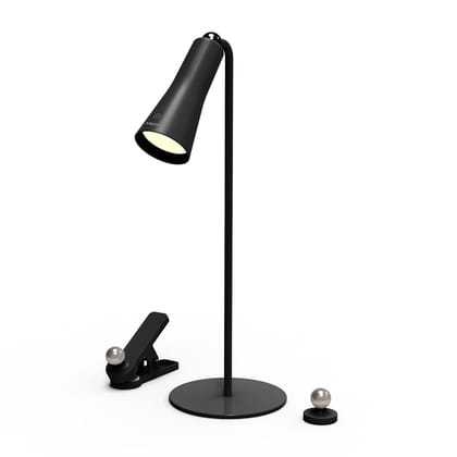 Table Lamp for Study with Multiple Attachments Desk Lamps For Students 4 in 1 Rechargeable Desk Light with Powerful Neodymium Magnets & Adjustable Brightness Reading Lamp USB C Charging (Magneto) (Black)