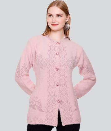 Curious Fashion Woollen Round Neck Women's Buttoned Cardigans - Pink (Pack of 1)