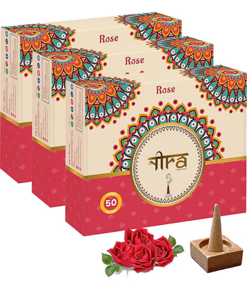 Nira Fragrances Incense Dhoop Cone Rose 150 Pieces ( Pack of 3 )