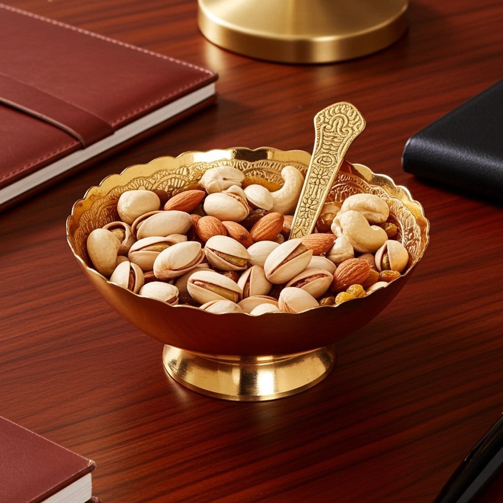 Brass Decorative Bowl With Velvet Box (BMAS285 A)