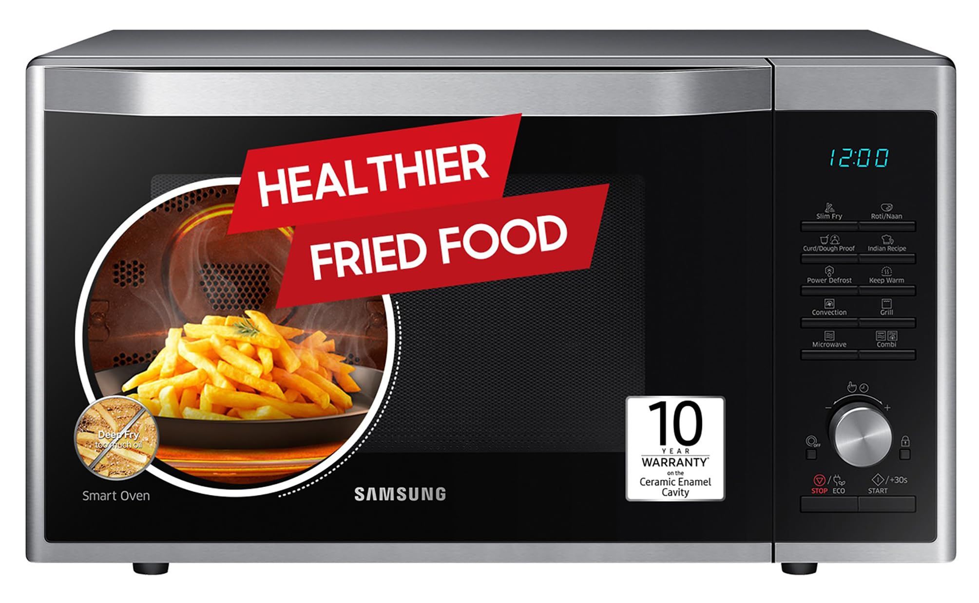 Samsung 32L, Slim Fry, Convection Microwave Oven with Tandoor and Curd making(MC32A7035CT/TL, Stainless Steel, Ceramic Enamel Cavity with 10 Year Warranty) Samsung 32L, Slim Fry, Convection Microwave Oven with Tandoor and Curd making(MC32A7035CT/TL, Stai