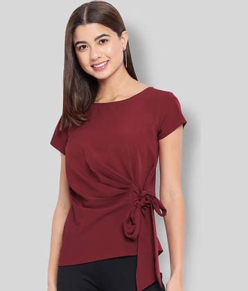 ALL WAYS YOU Women's Polyester Knot Front Top ( Maroon )