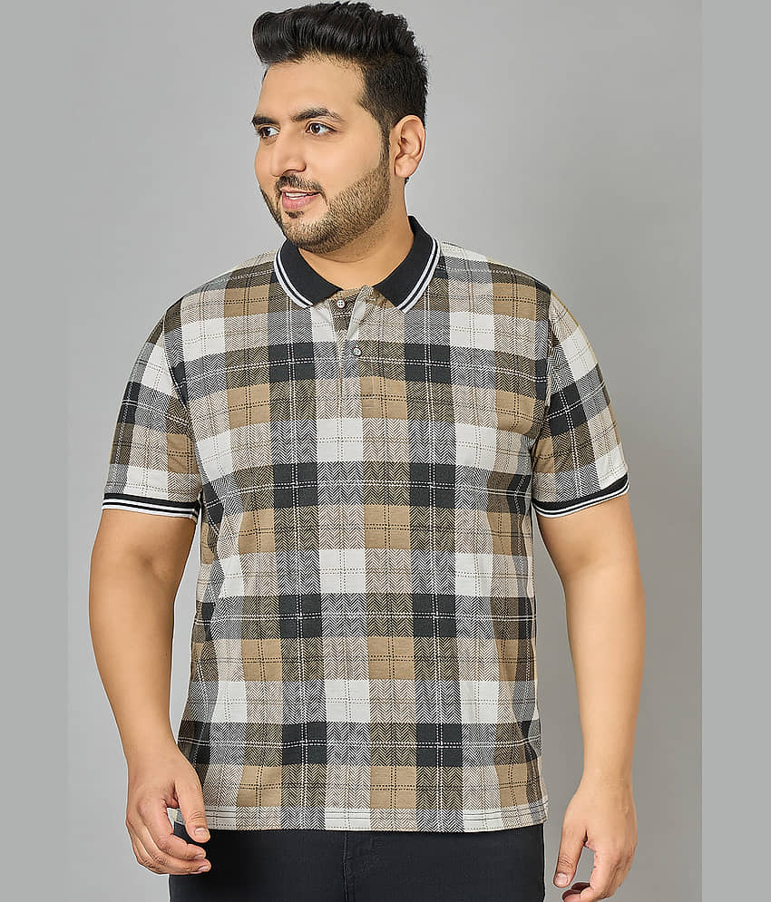 AUSTIVO Pack of 1 Cotton Blend Regular Fit Checks Half Sleeves Men's Polo T Shirt ( Multicolor )