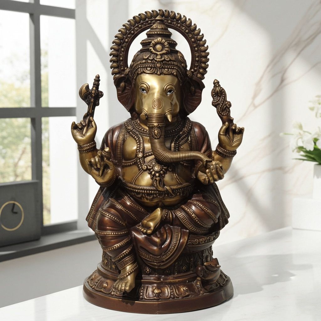 Brass Showpiece Ganesh Ji Antique Statue (BSMAS587)