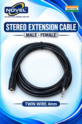 NOVEL STEREO EXTENSION CABLE MALE - FEMALE TWIN WIRE 4mm 1.5 METER