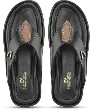 Fashion Victim - Black Men's Leather Slipper