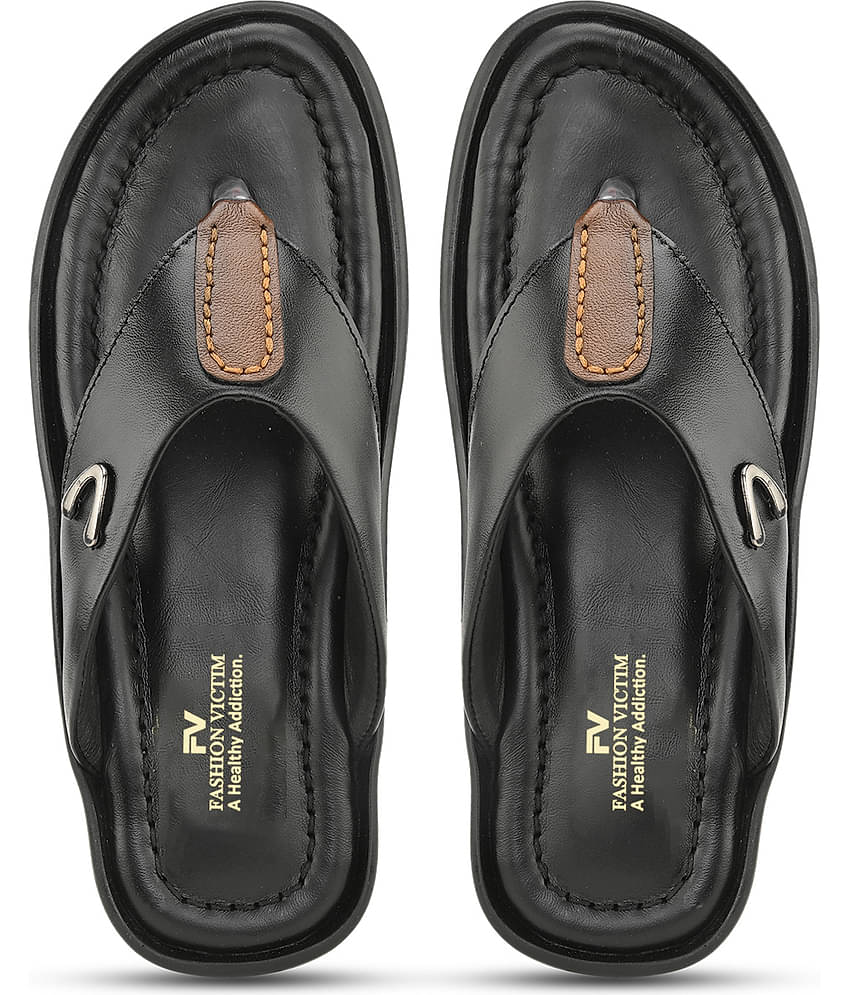 Fashion Victim - Black Men's Leather Slipper