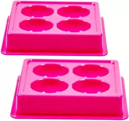 Elecsera Facial Cosmetic 4 Cups Tray Plastic Washable For Salon, Pink Colour, (Pack of 2)
