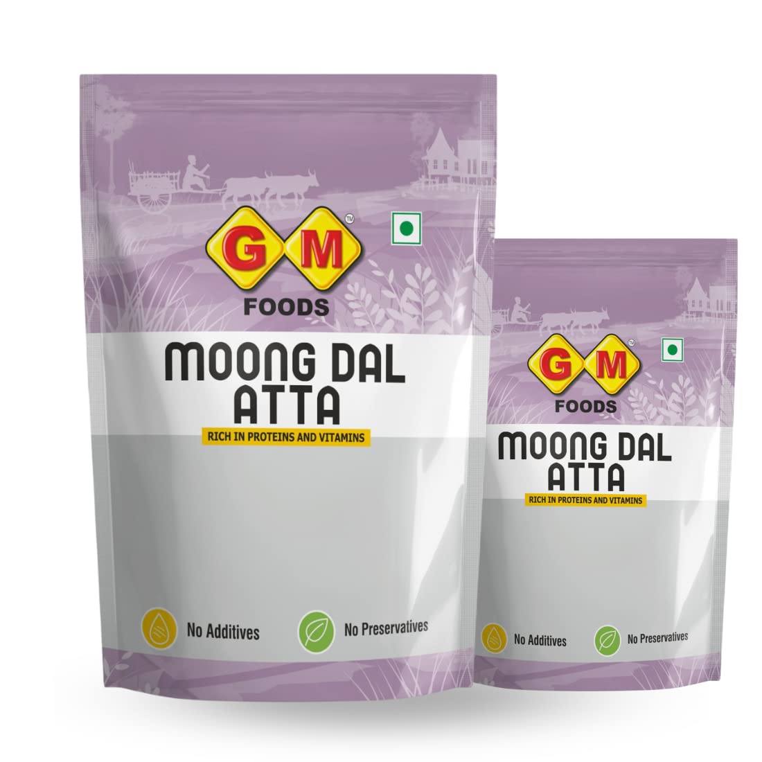 GM Foods Moong Dal Atta 500g (Pack of 2) | Protein Rich Moong Dal Flour | Traditional Indian Flour for Roti, Chilla, Pakora & Healthy Cooking | No Added Preservatives
