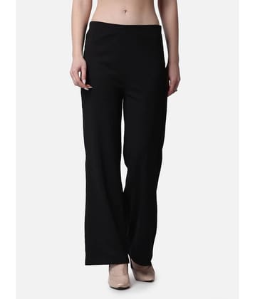POPWINGS Black Polyester Flared Women's Casual Pants ( Pack of 1 )