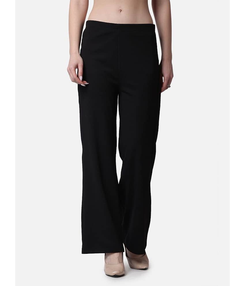 POPWINGS Black Polyester Flared Women's Casual Pants ( Pack of 1 )