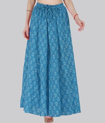 Sttoffa Turquoise Cotton Women's Broomstick Skirt ( Pack of 1 )