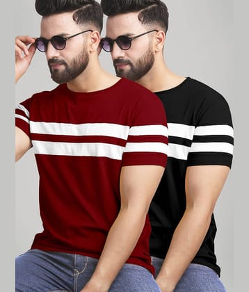 AUSK Pack of 2 Cotton Blend Regular Fit Men's T-Shirt ( Black )