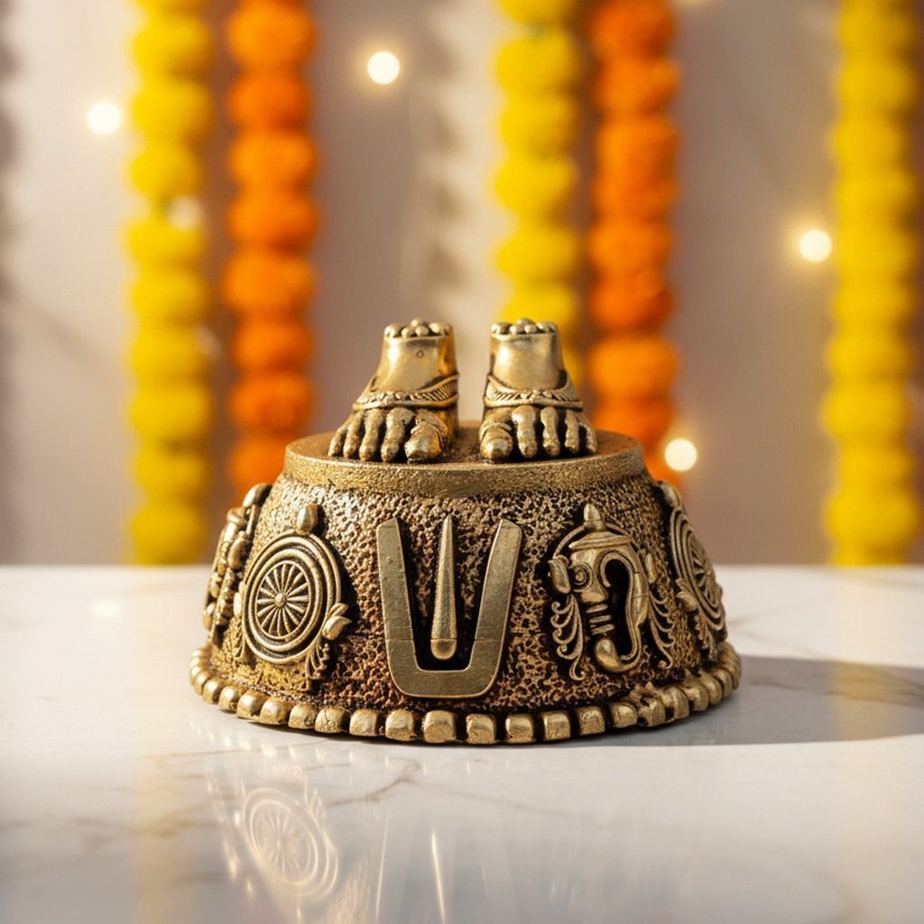 Brass Charan Paduka Premium God Idol, Height : 2 Inch (BSMAS1706 D)