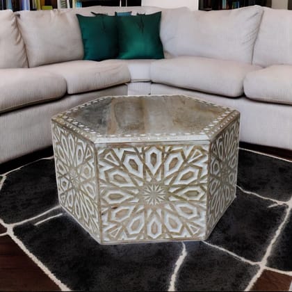 Wooden Carved Hexagon Shape Coffee Table Bedroom Furniture Wooden Carved Hexagon Shape Coffee Table Bedroom Furniture