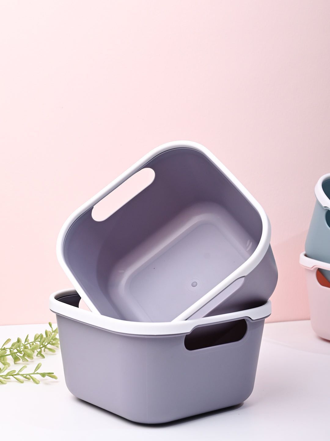Grey Square Baskets (Set of 2)