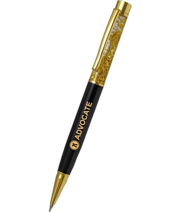 UJJi Advocate Logo Golden Liquid Filled Brass (Blue Ink) Ball Pen