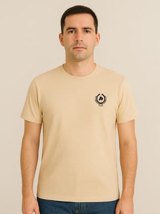 Cotton Beige Plain Round neck T-Shirt Cotton Beige Plain Round neck T-Shirt