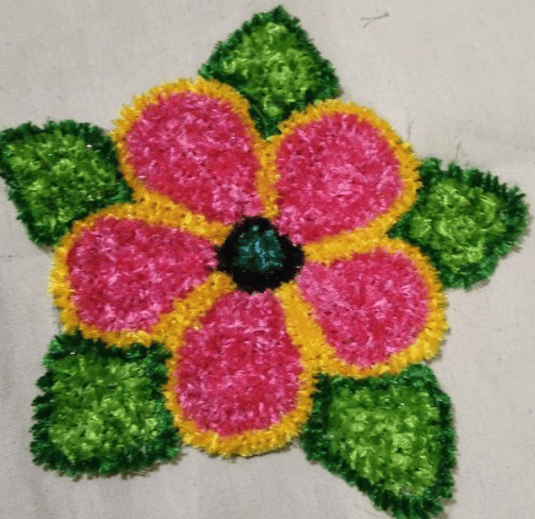 Handmade Wool Flower Rangoli Mat