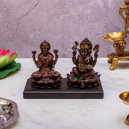 Craftlayout Laxmi Ganesha Idol Sitting On Lotus 4.5 Inch Craftlayout Laxmi Ganesha Idol Sitting On Lotus 4.5 Inch