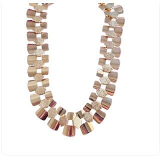 Gold Tone Tile Statement Design Necklace with Studded Earrings Set  Studded Statement Necklae for women