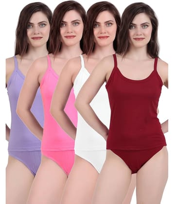 Inner Element Pack of 4 CAMISOLE Cotton Camisoles ( Multicolor )