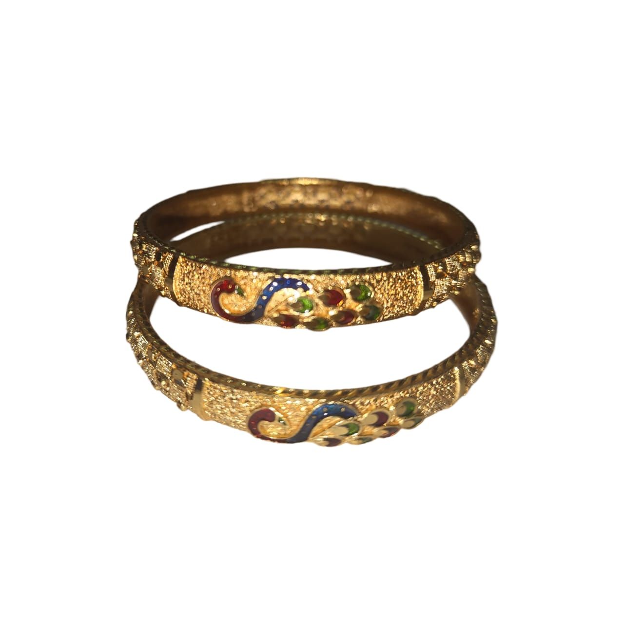 Yellow Gold Peacock Design Bangle Set for Women