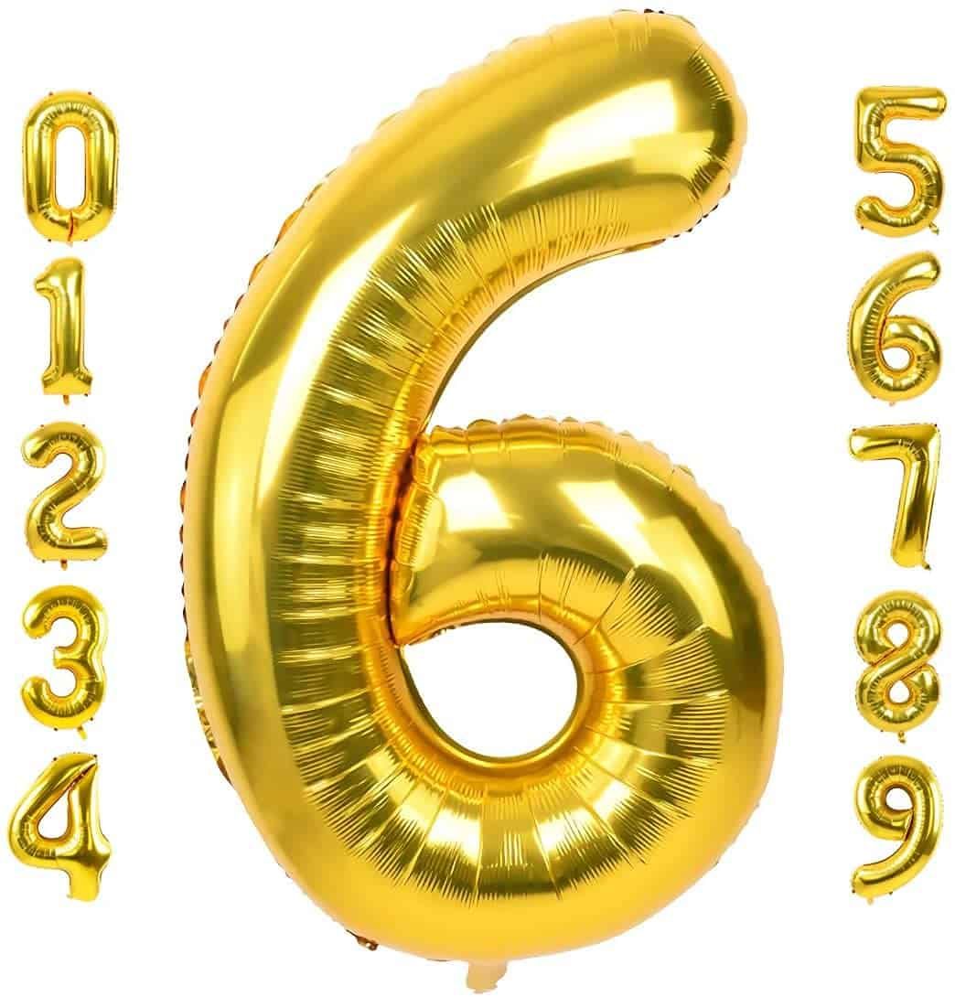 Number 6 Golden Foil Balloon - Helium Quality - 40 inches - 1PC
