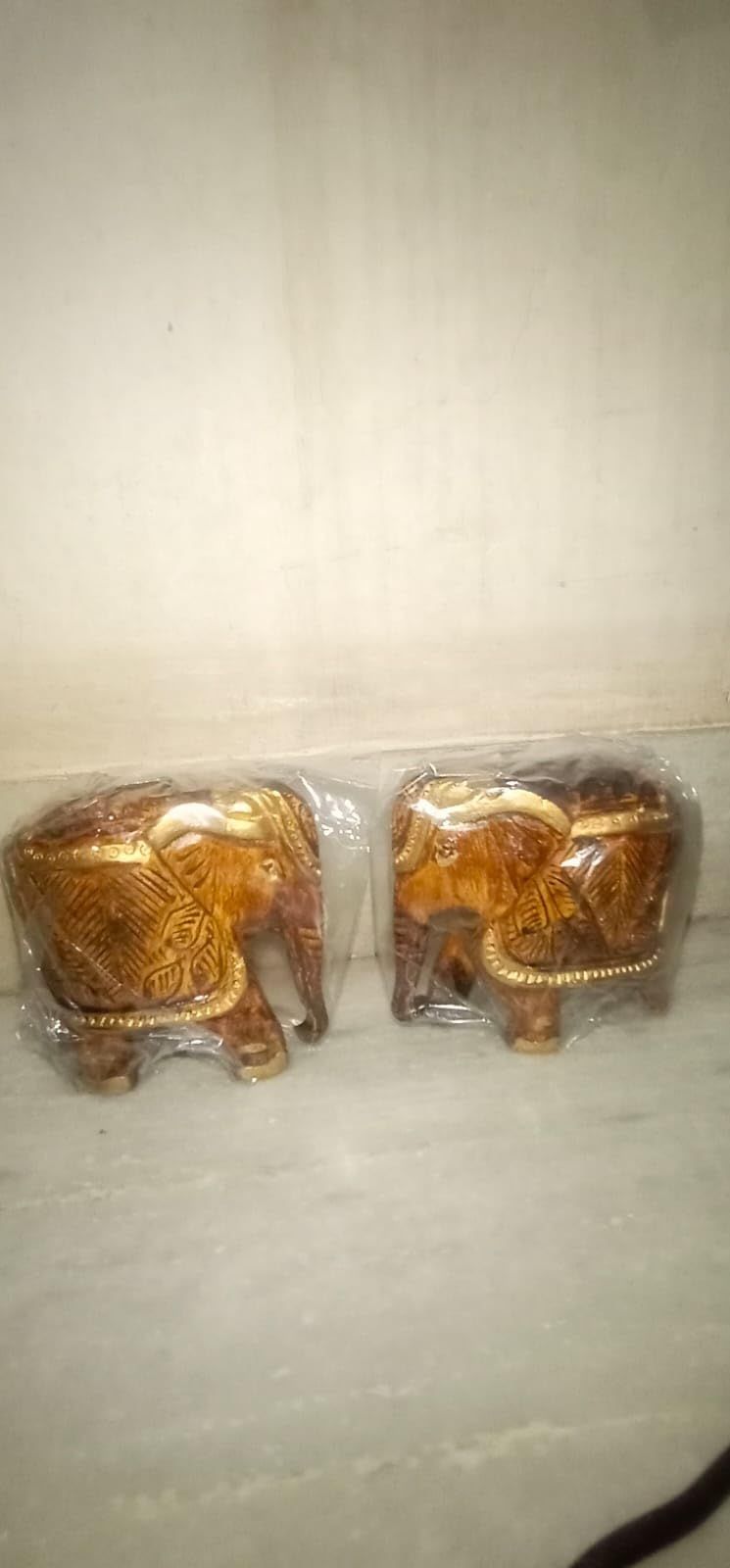 Home Decor Wooden Elephant Showpieces as Thoughtful Gifts, Antique, Feng Shui, and Lord Ganesha-Inspired Elephant Design Set of 2.