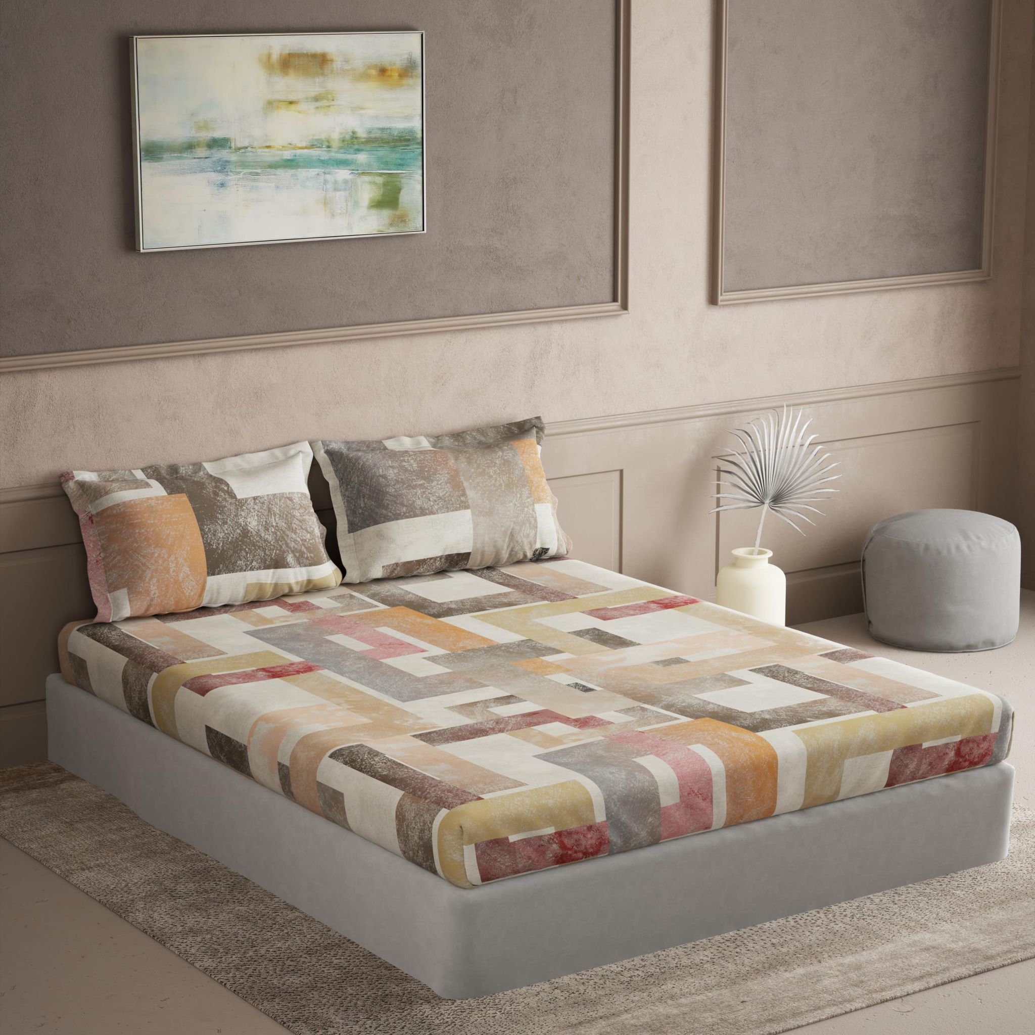 DDECOR - Maxima Collection 100% Cotton Contemporary Pattern 180TC Super King |274 CM X 274 CM| Brown