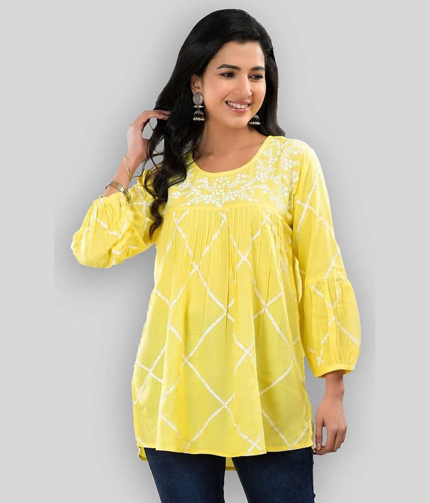 FABRR Women's Rayon A-Line Top ( Yellow )