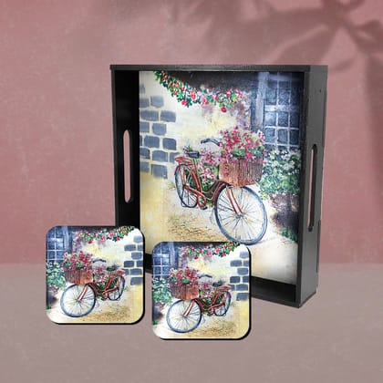 Decoupage Art on MDF Tray With Square Tea Coasters  DIY Kit by Penkraft